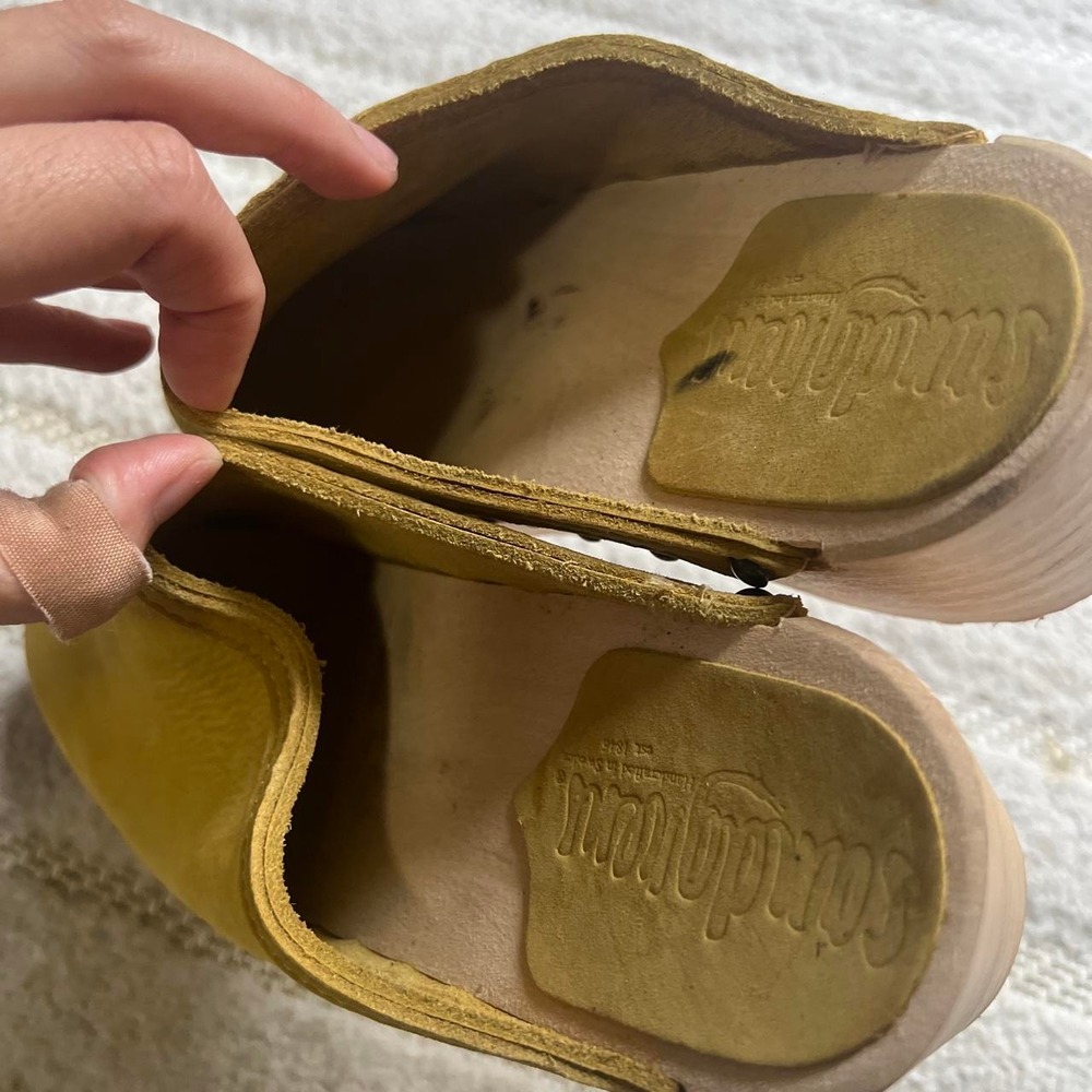 Sandgrens Rome studded clog mule size 8/8.5 Sweden Made Boho wooden heel studded - Picture 8 of 8